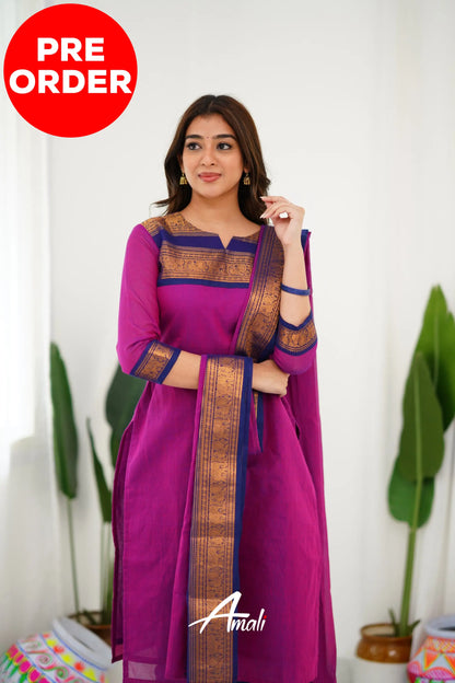 Meera Cotton Salwar - Pinkish Magenta Anarkalis