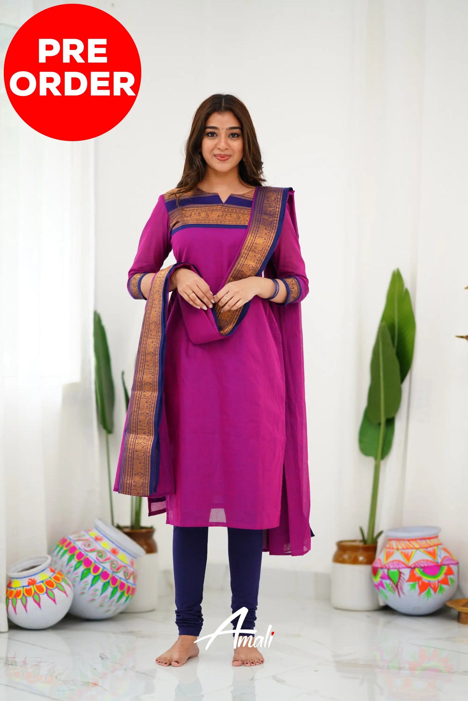 Meera Cotton Salwar - Pinkish Magenta Anarkalis