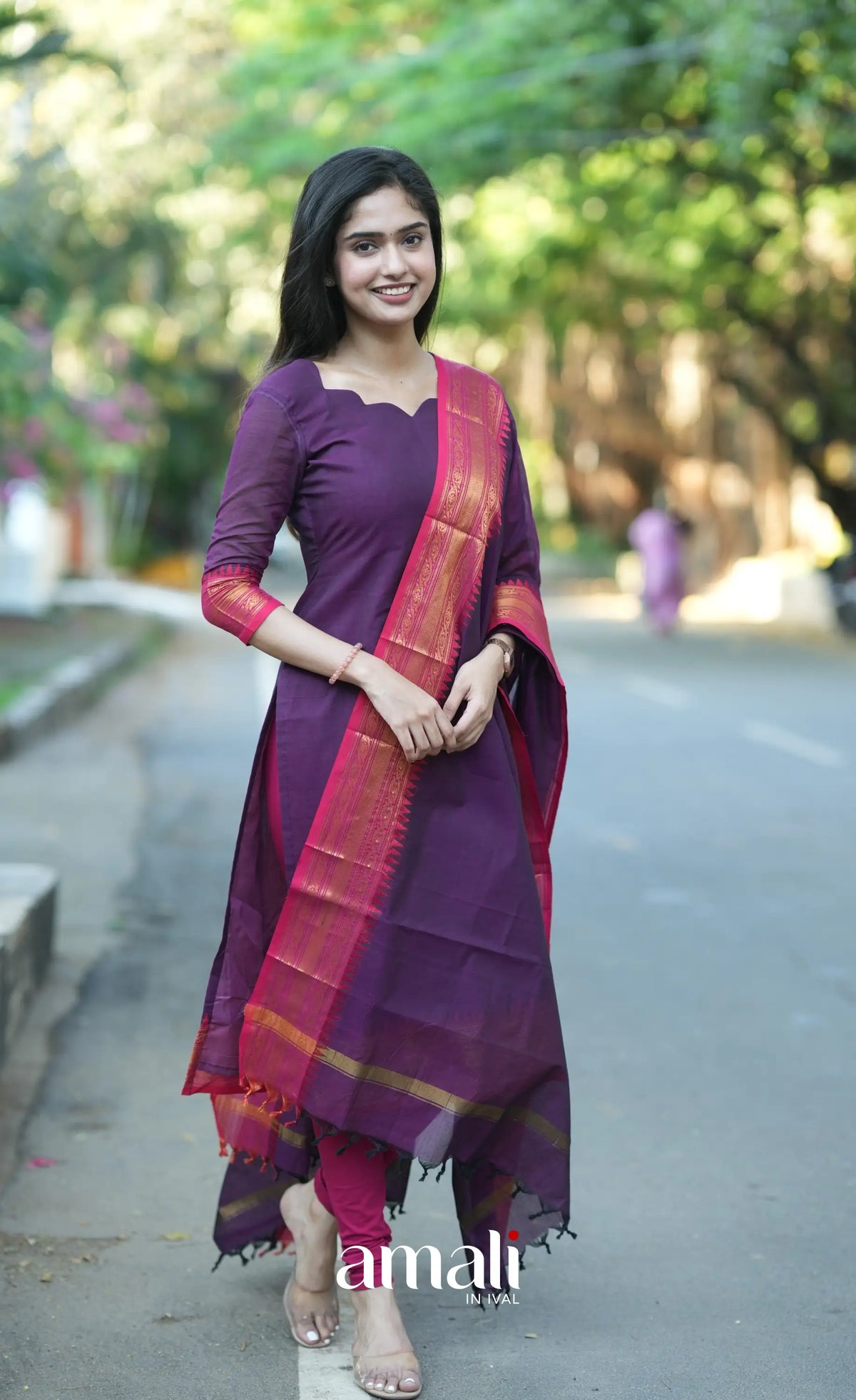 Meera Cotton Salwar - Purple and Pink salwar