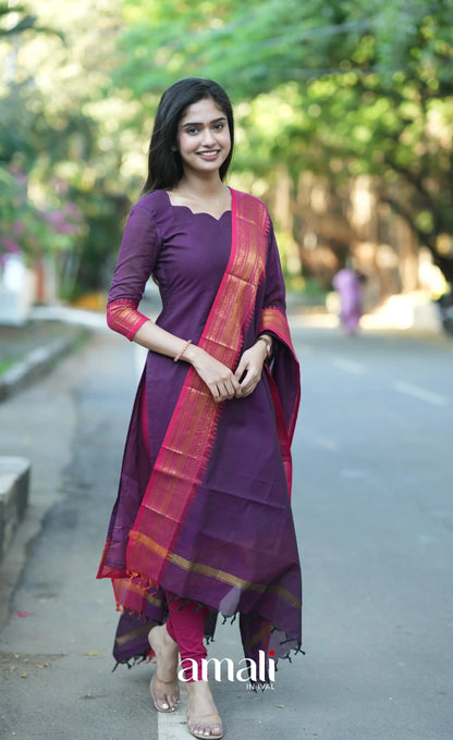 Meera Cotton Salwar - Purple and Pink salwar