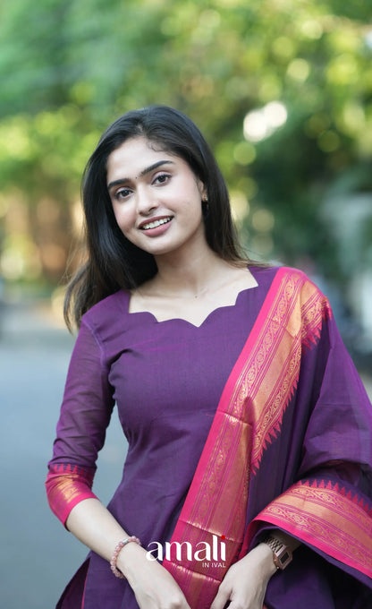 Meera Cotton Salwar - Purple and Pink salwar