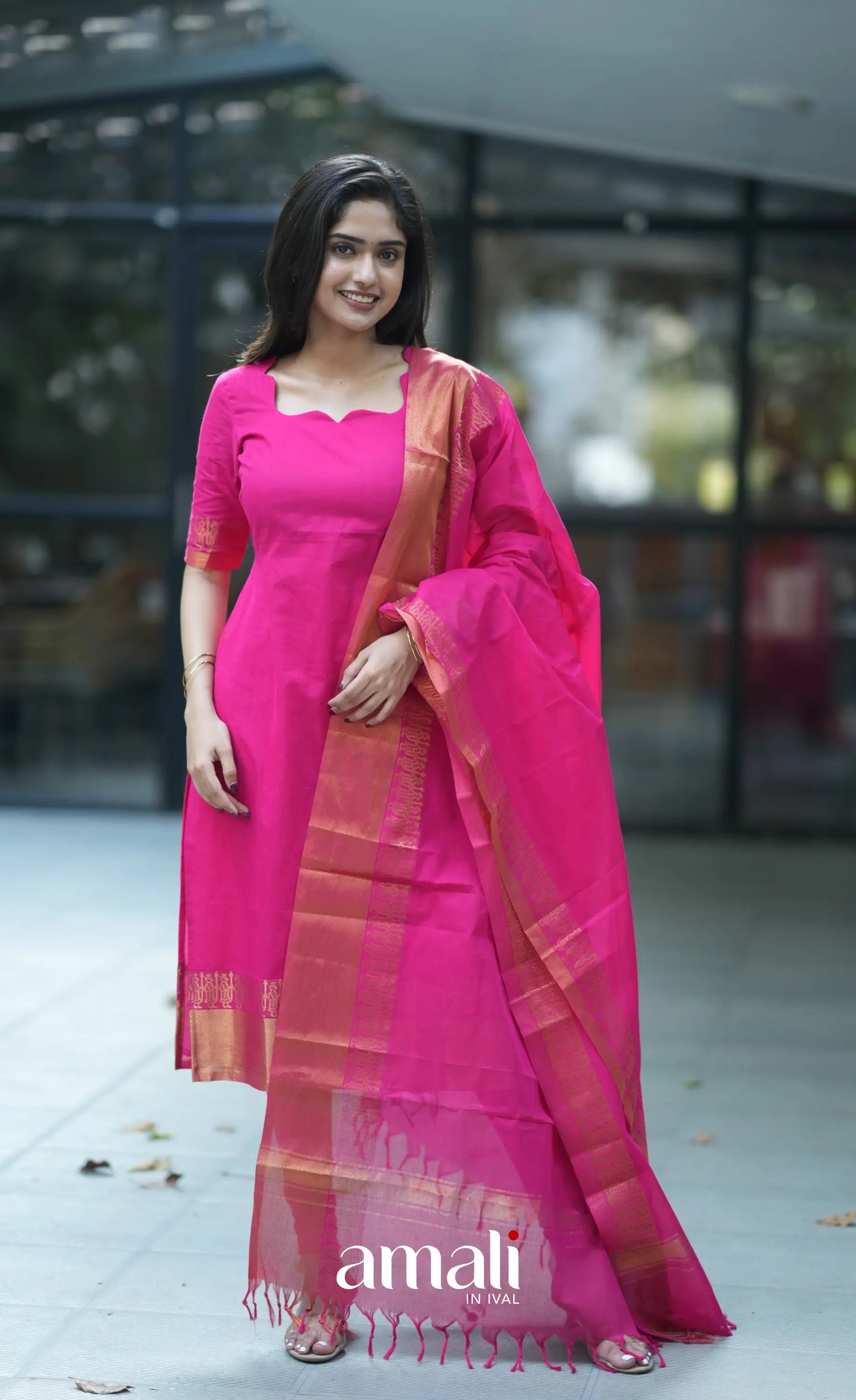 Meera Cotton Salwar - Rani Pink salwar