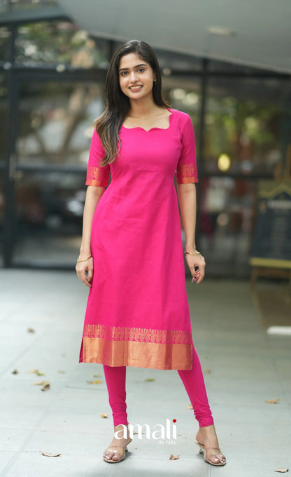 Meera Cotton Salwar - Rani Pink salwar