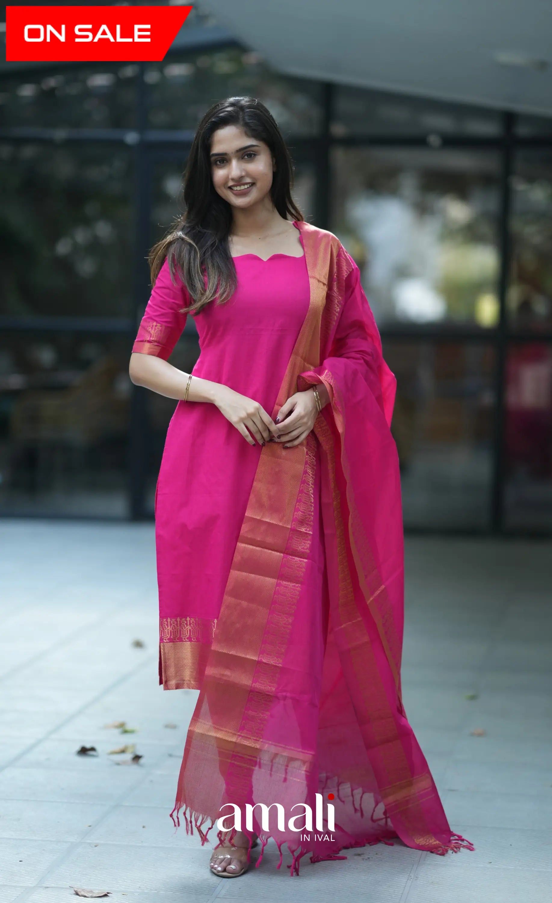 Meera Cotton Salwar - Rani Pink salwar
