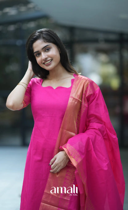 Meera Cotton Salwar - Rani Pink salwar