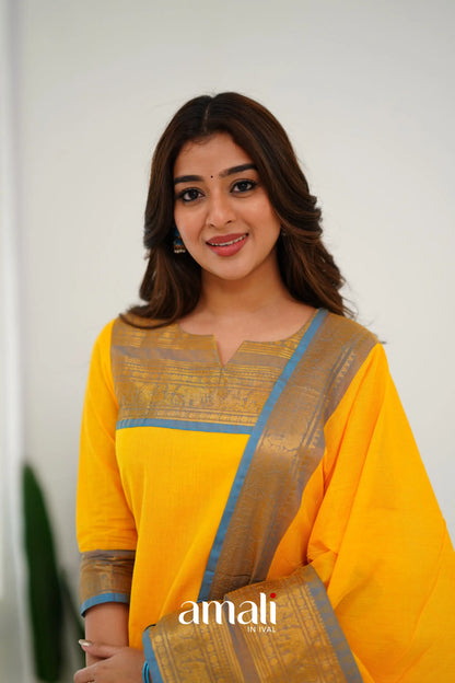 Meera Cotton Salwar - Yellow Anarkalis