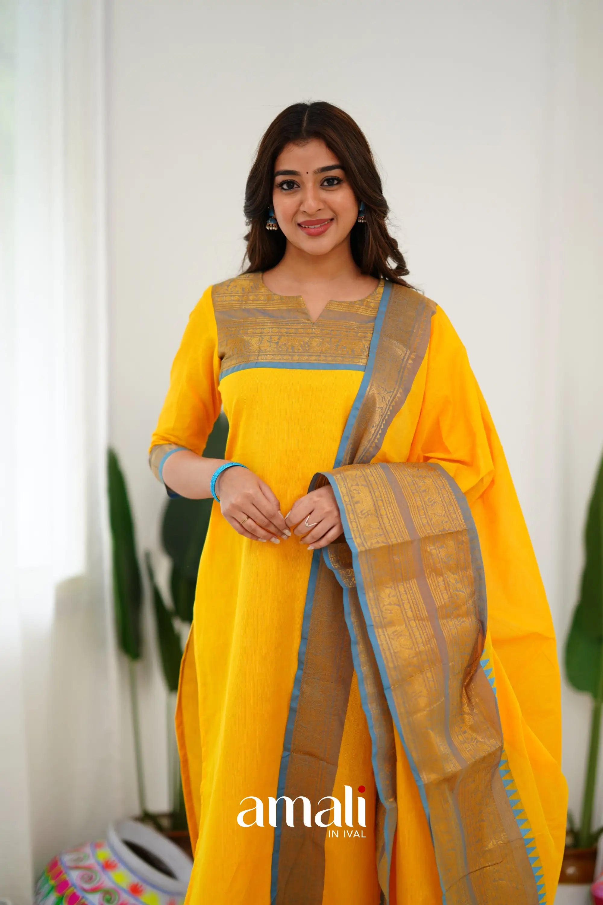 Meera Cotton Salwar - Yellow Anarkalis