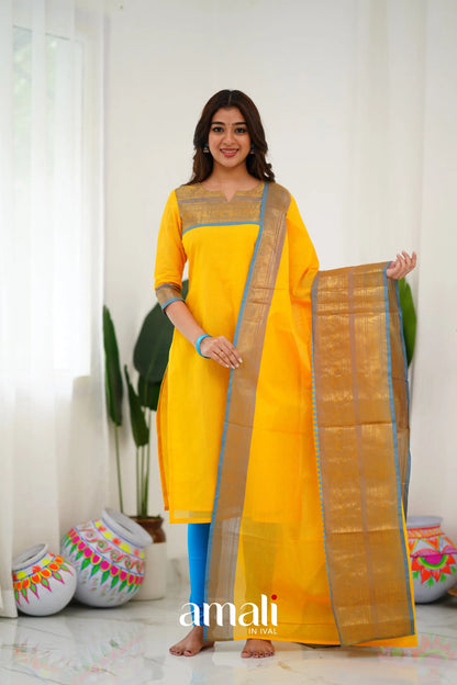 Meera Cotton Salwar - Yellow Anarkalis