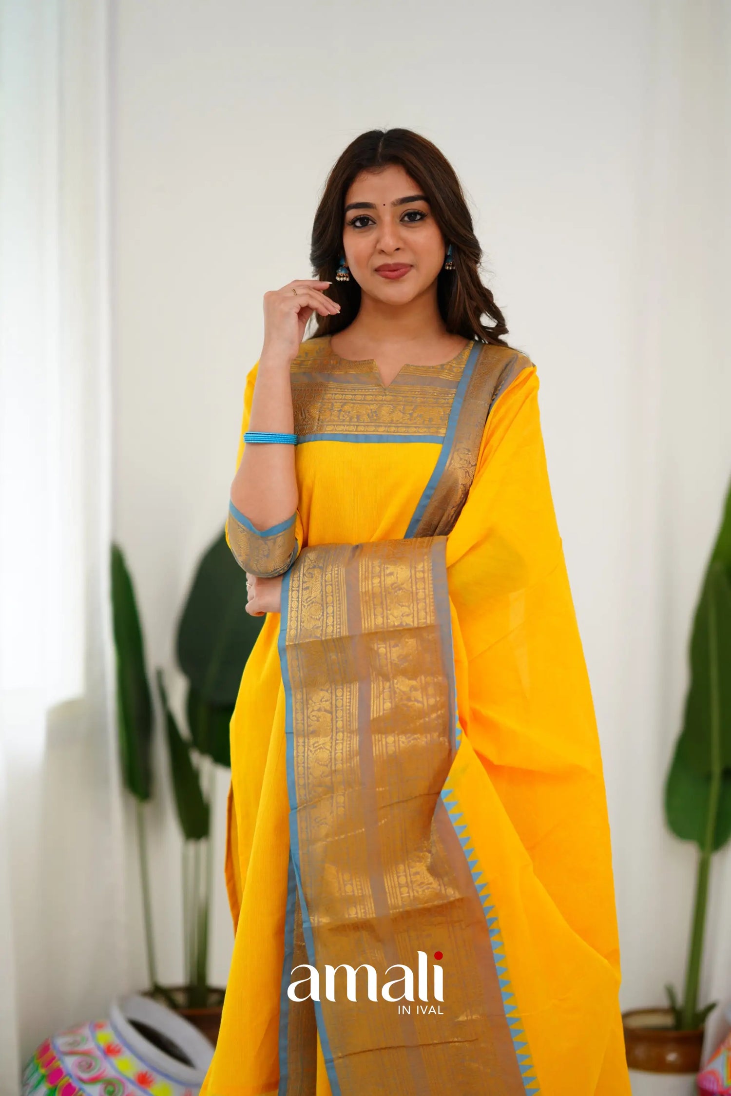Meera Cotton Salwar - Yellow Anarkalis