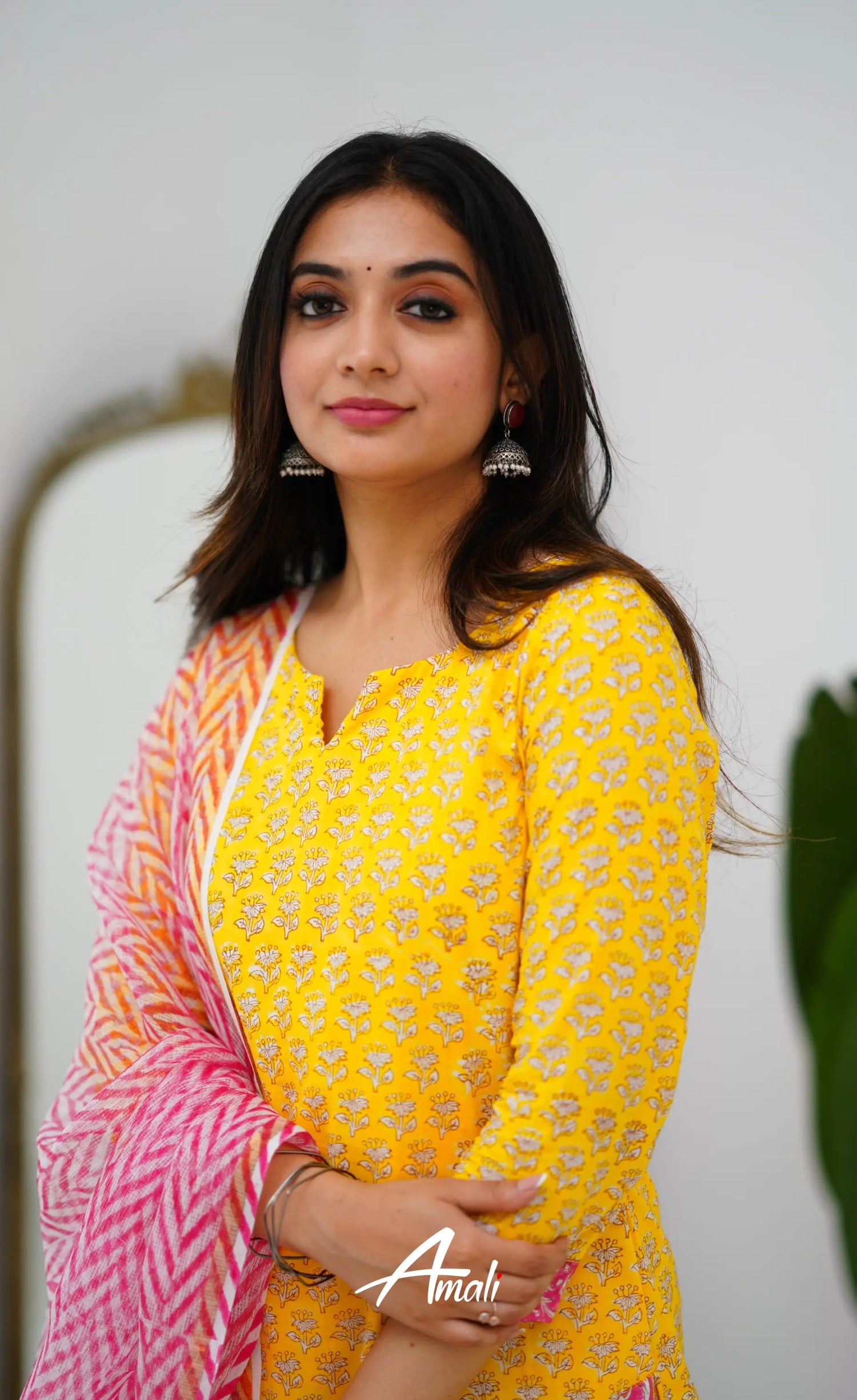 Meera Cotton Salwar - Yellow And Pink Salwar