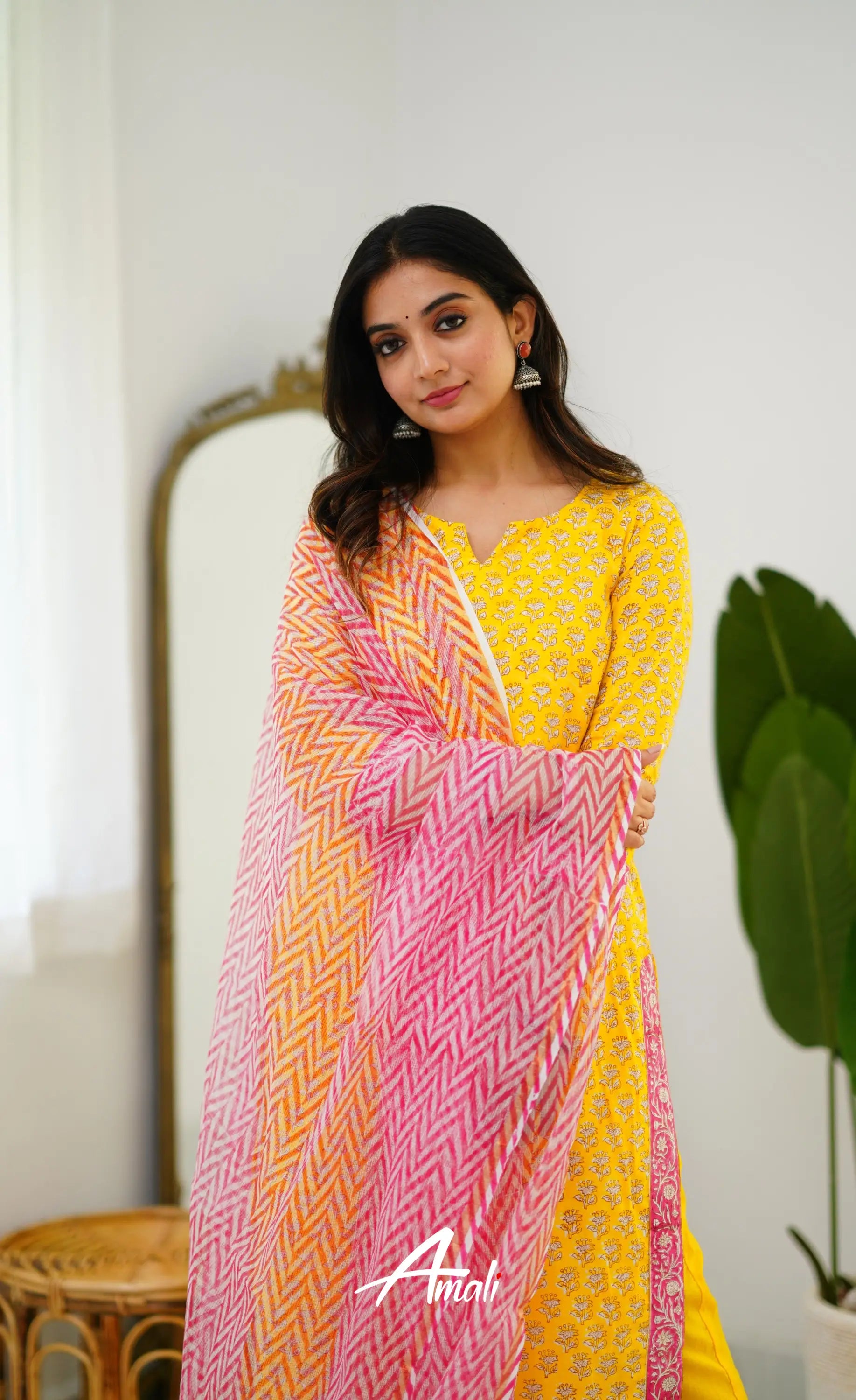 Meera Cotton Salwar - Yellow And Pink Salwar