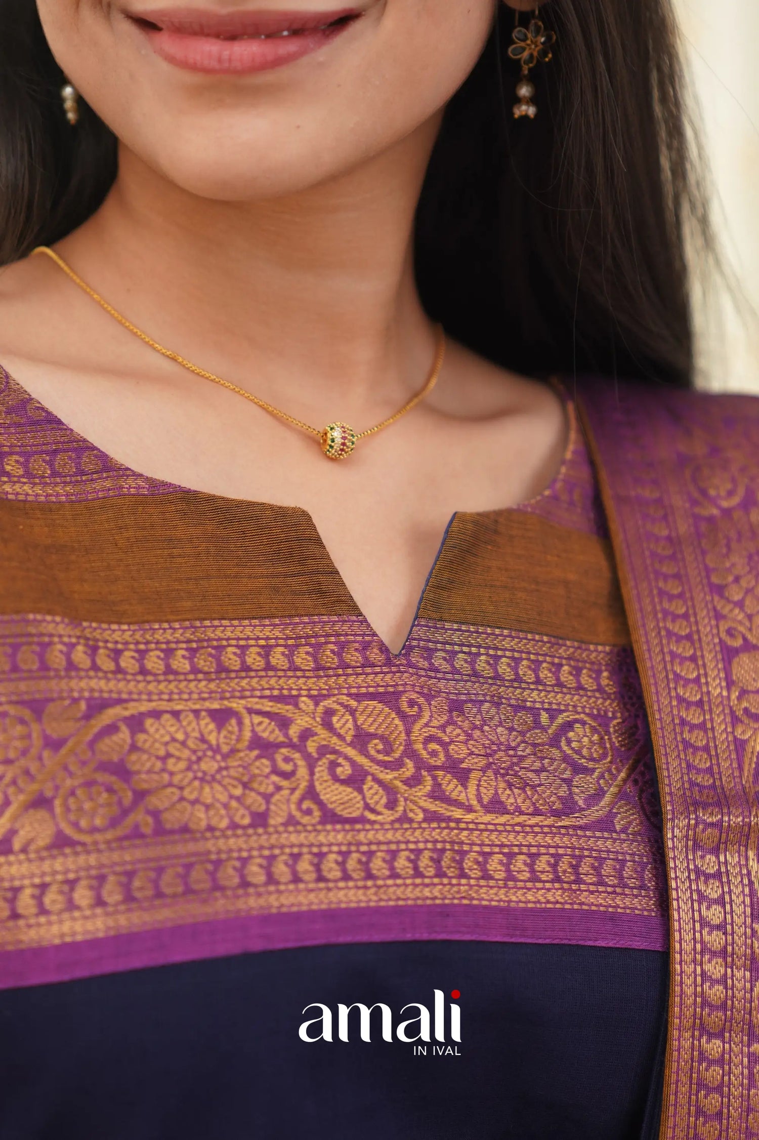 Meera Dark Blue Shade And Purple Tone Cotton Salwar Salwar