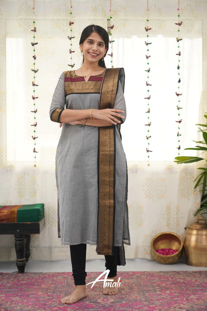 Meera Grey Shade And Black Tone Cotton Salwar Salwar