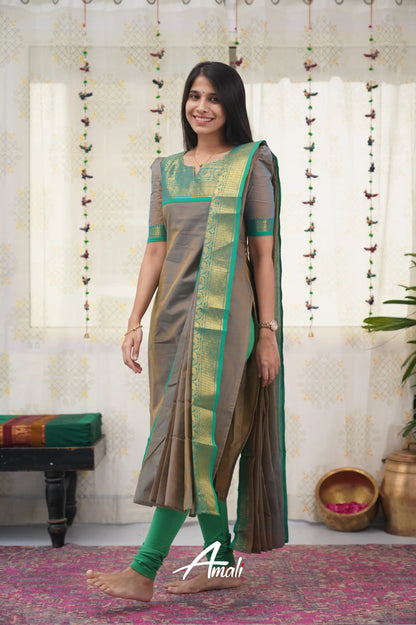 Meera Grey Shade And Teal Green Tone Cotton Salwar Salwar