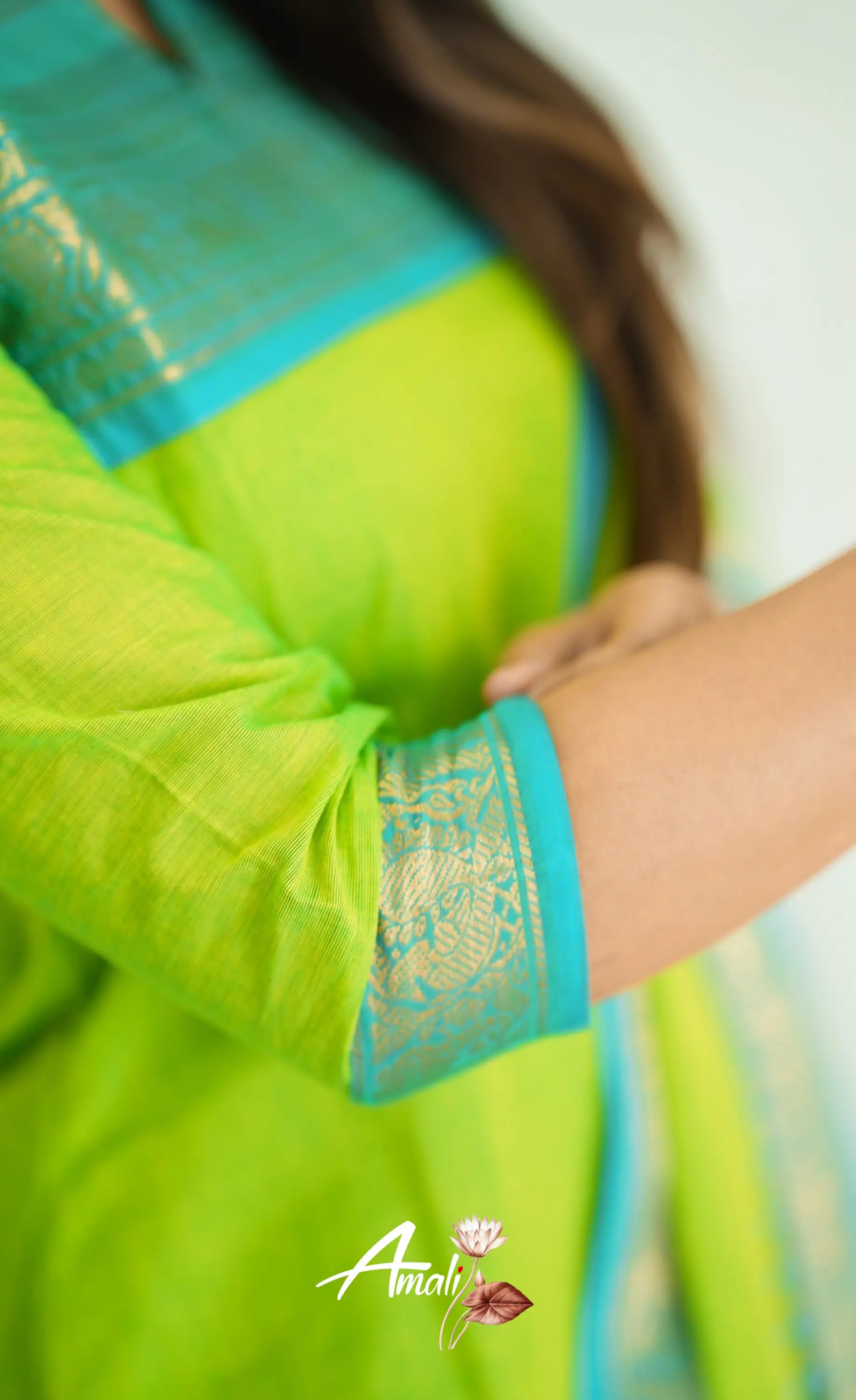 Meera Light Green Tone And Blue Shade Cotton Salwar Salwar