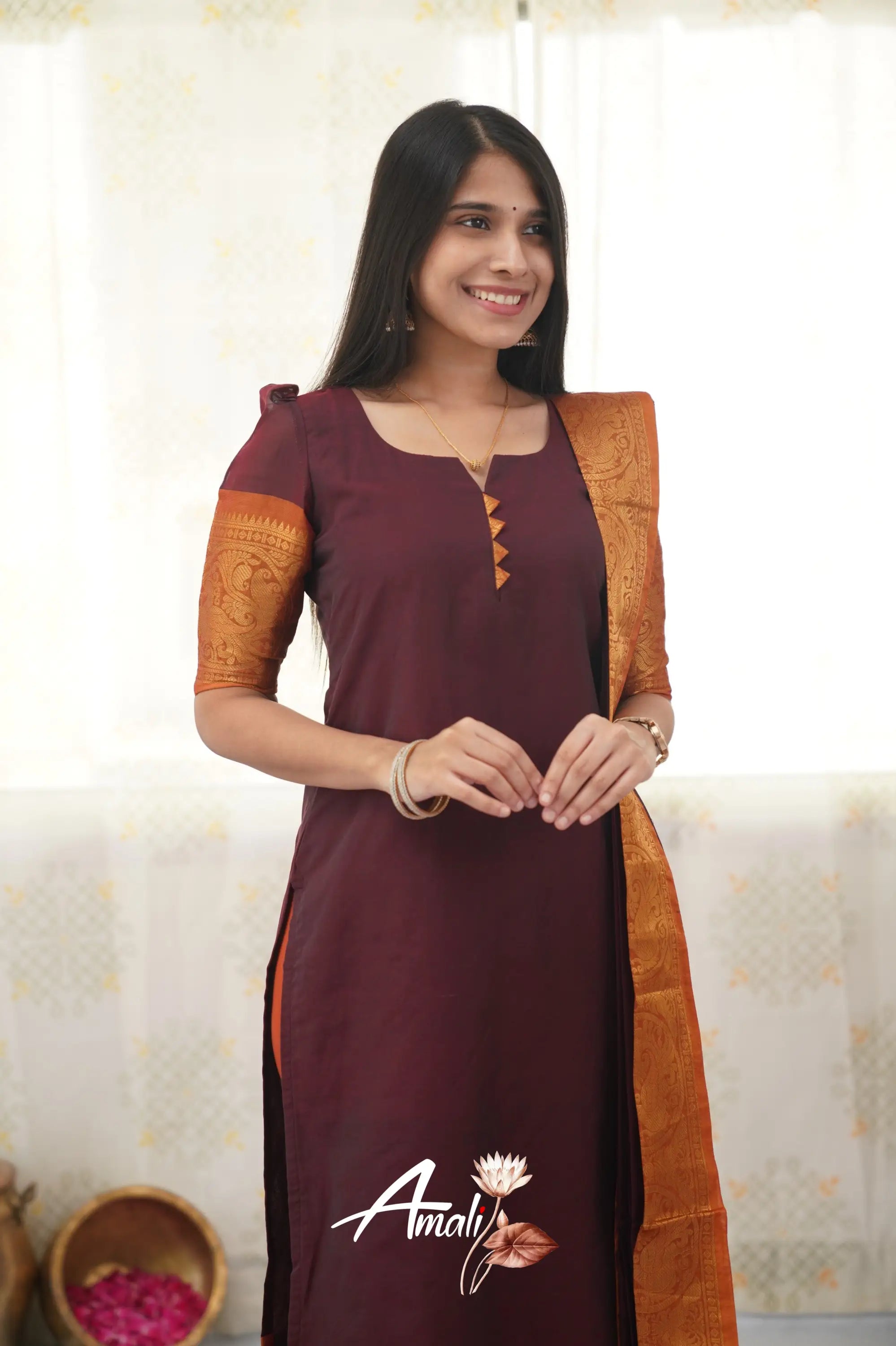 Meera Maroon Shade And Dark Mustard Tone Cotton Salwar Salwar