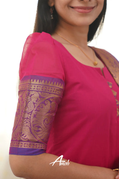 Meera Pink Shade And Purple Tone Cotton Salwar Salwar