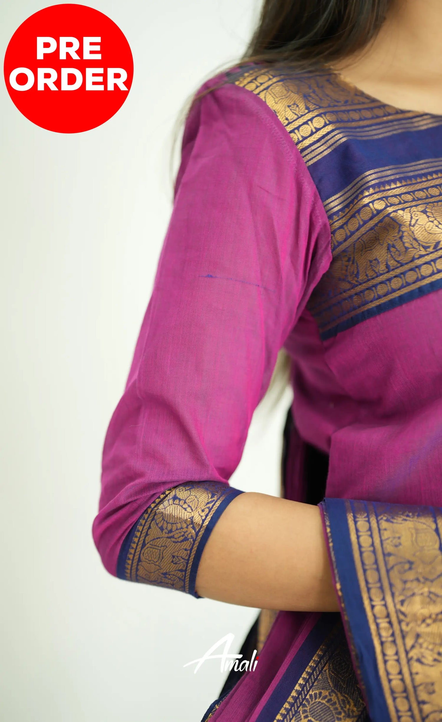 Meera Pinkish Magenta Tone And Navy Blue Shade Cotton Salwar Salwar