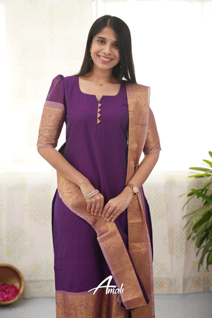 Meera Purple Shade And Mauve Tone Cotton Salwar Salwar