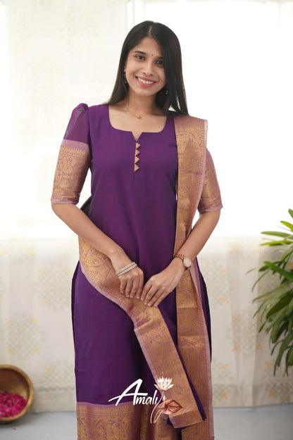 Meera Purple Shade And Mauve Tone Cotton Salwar Salwar