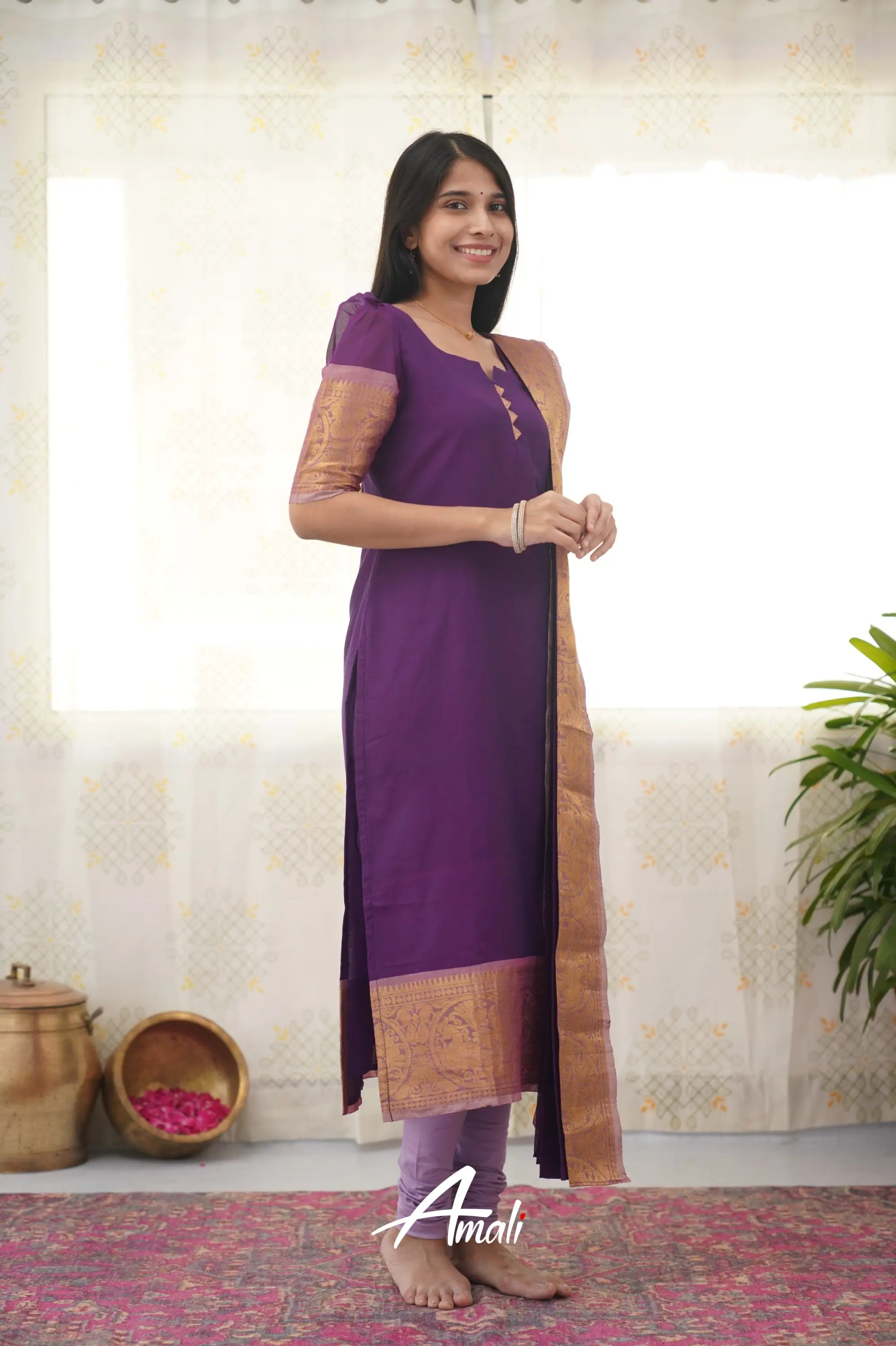 Meera Purple Shade And Mauve Tone Cotton Salwar Salwar