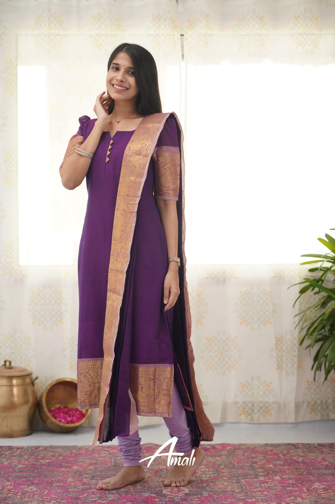 Meera Purple Shade And Mauve Tone Cotton Salwar Salwar