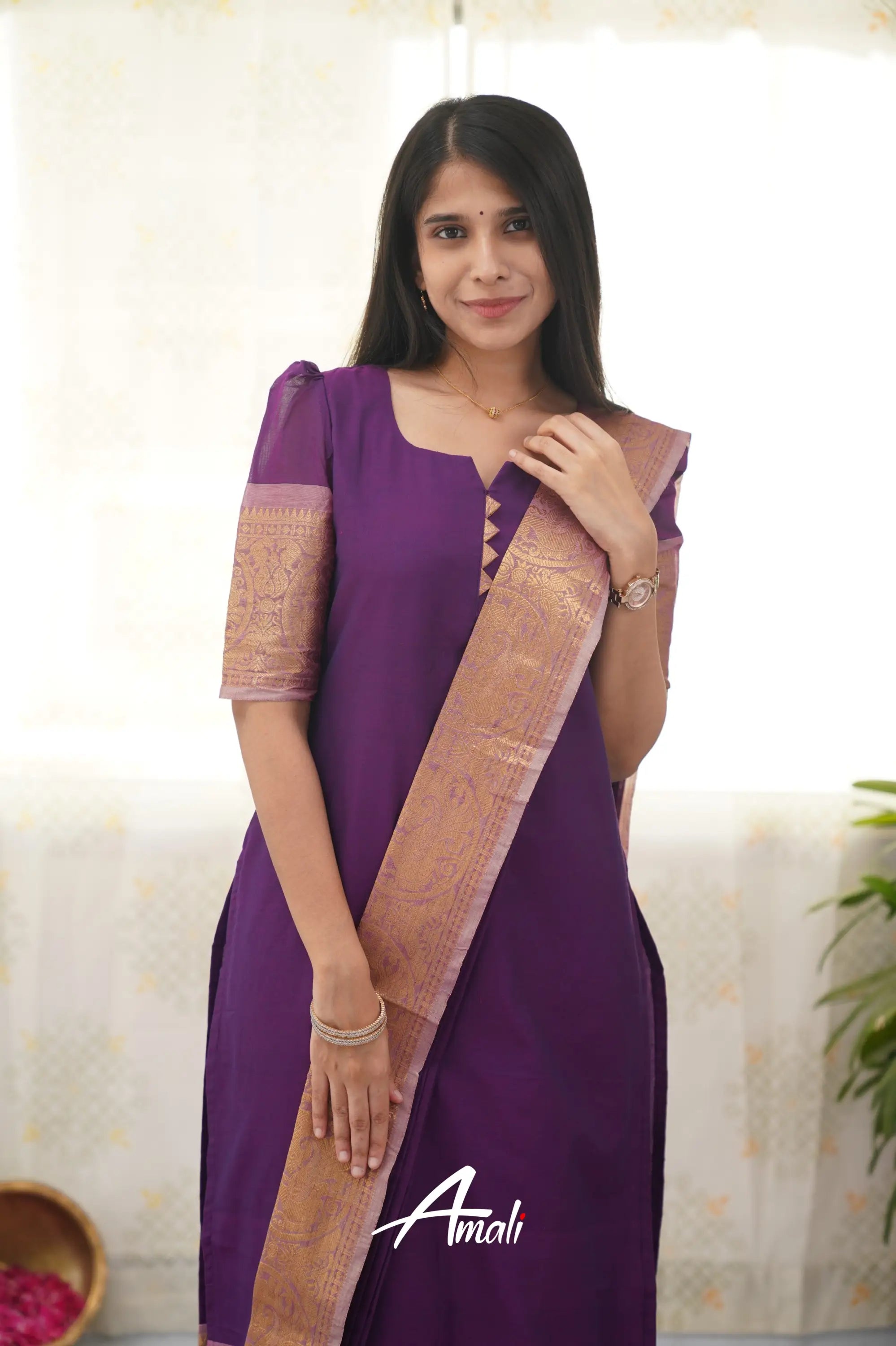 Meera Purple Shade And Mauve Tone Cotton Salwar Salwar