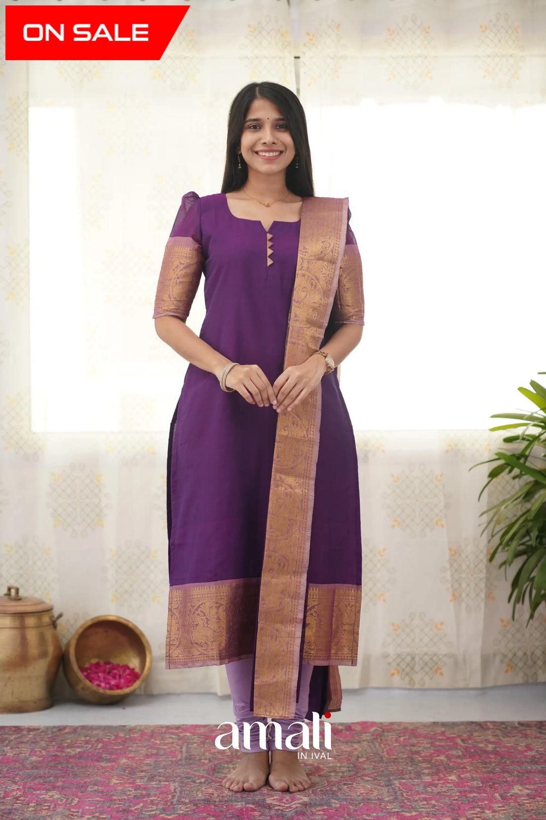 Meera Purple Shade And Mauve Tone Cotton Salwar Salwar
