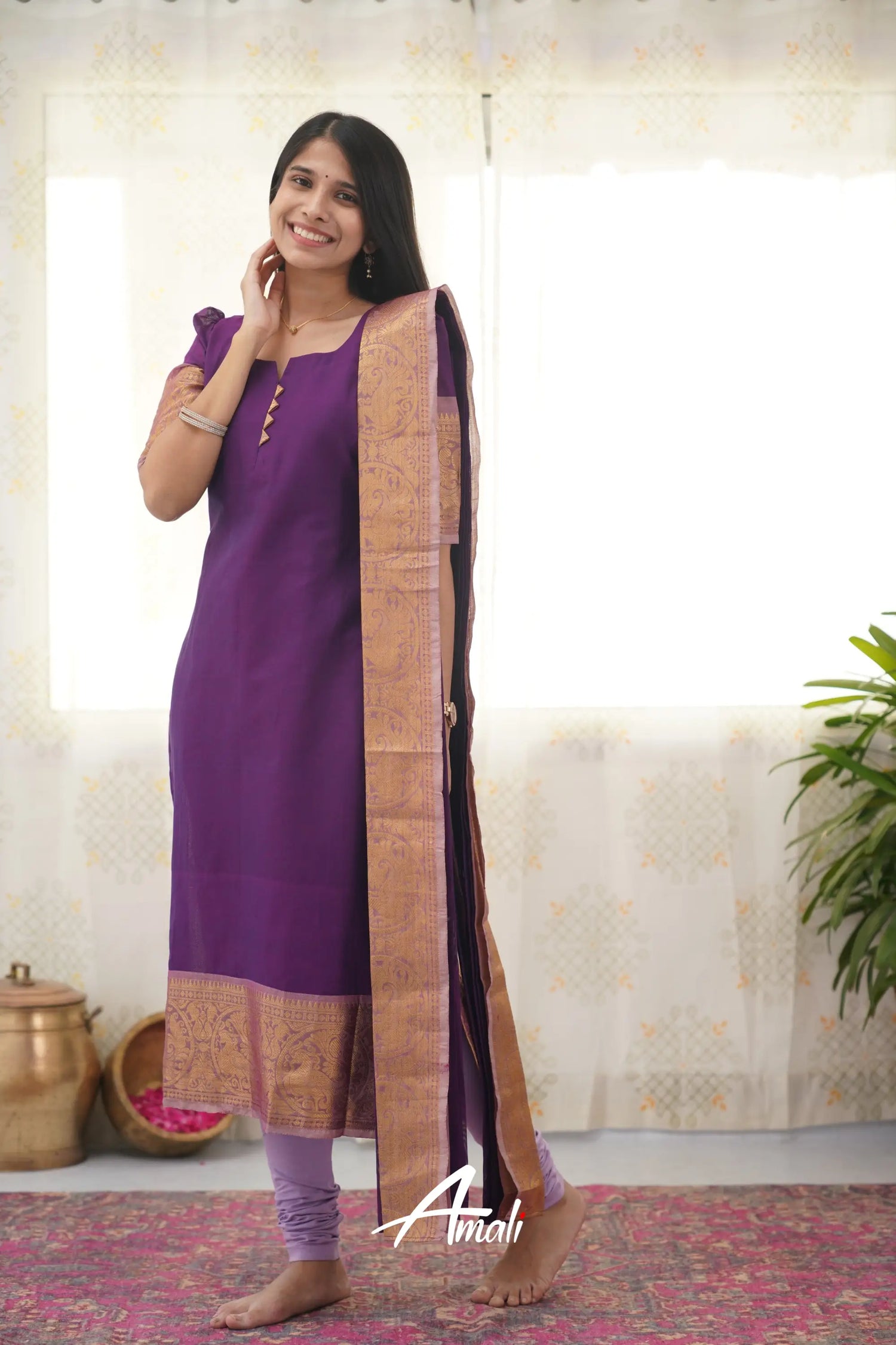 Meera Purple Shade And Mauve Tone Cotton Salwar Salwar