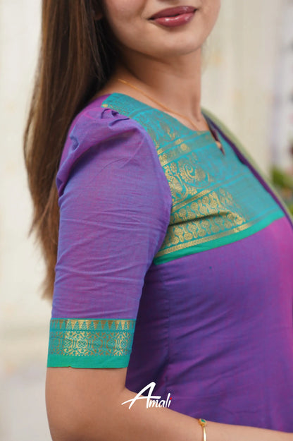 Meera Purple Shade And Teal Green Tone Cotton Salwar Salwar