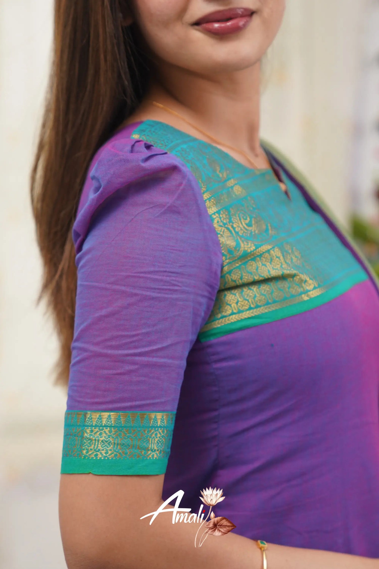 Meera Purple Shade And Teal Green Tone Cotton Salwar Salwar