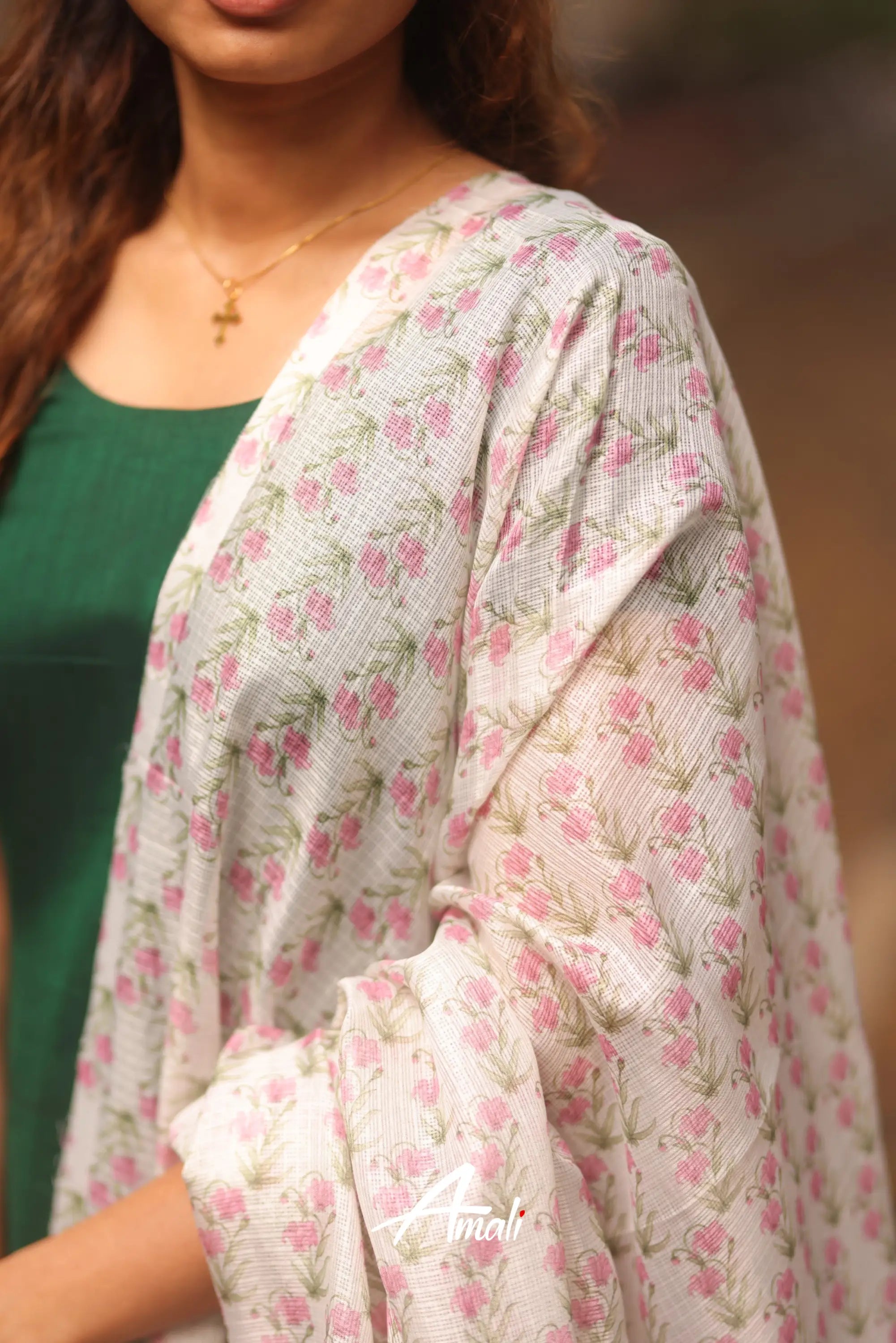 Meera Salwar - Green With Printed Kota Dupatta Salwar