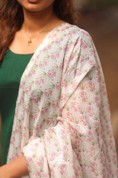 Meera Salwar - Green With Printed Kota Dupatta Salwar