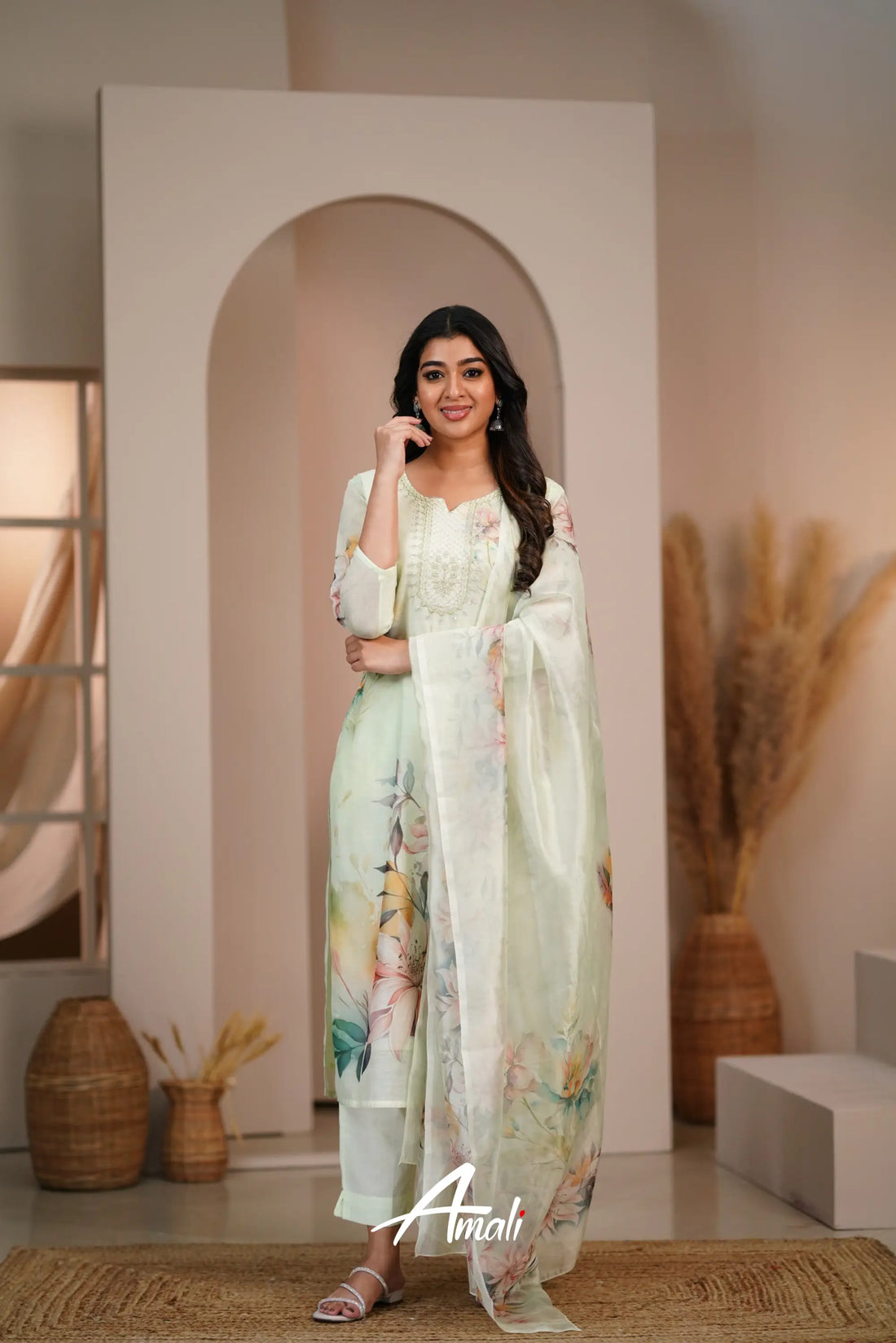 Mint Green Linen Cotton Salwar Anarkalis