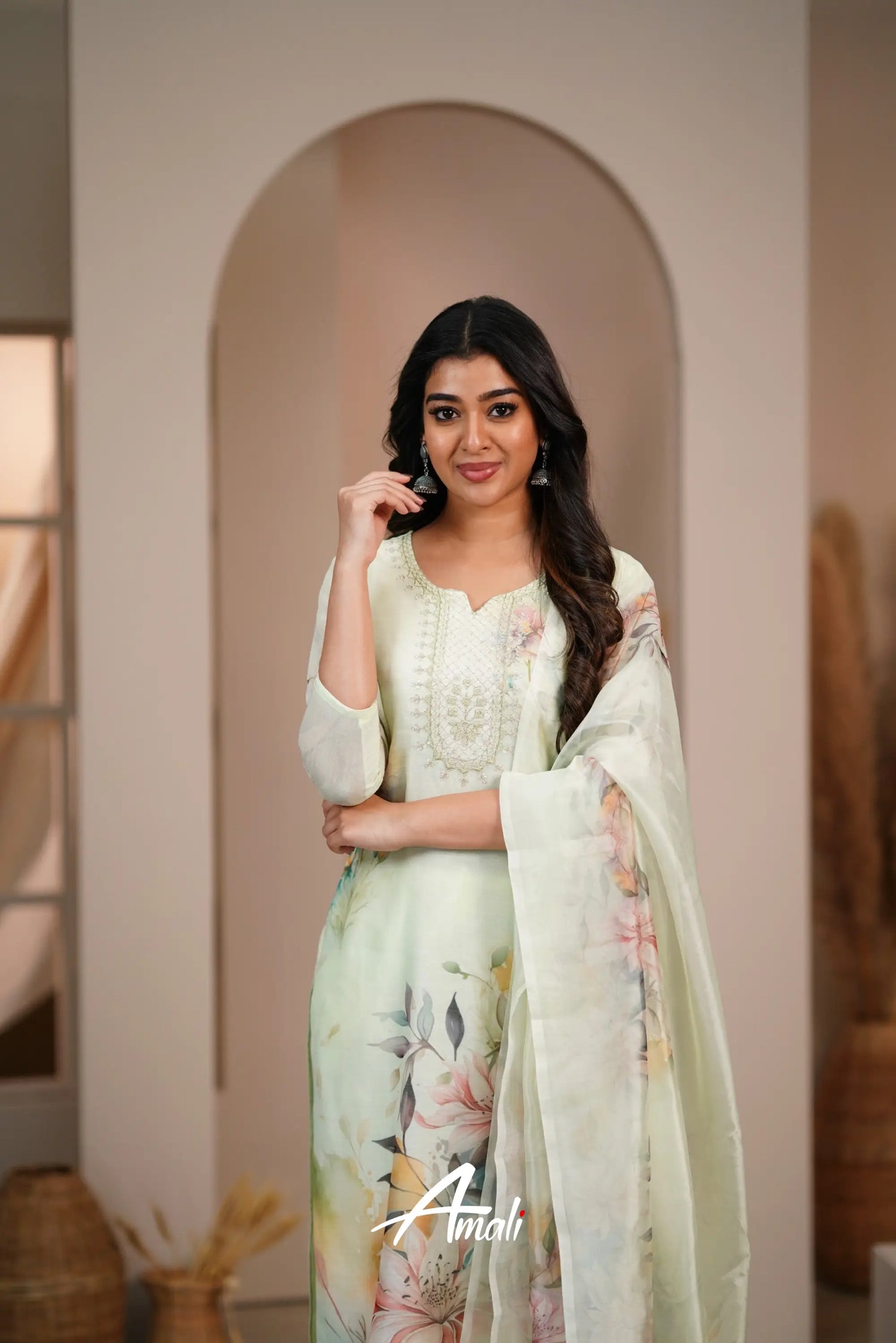 Mint Green Linen Cotton Salwar Anarkalis