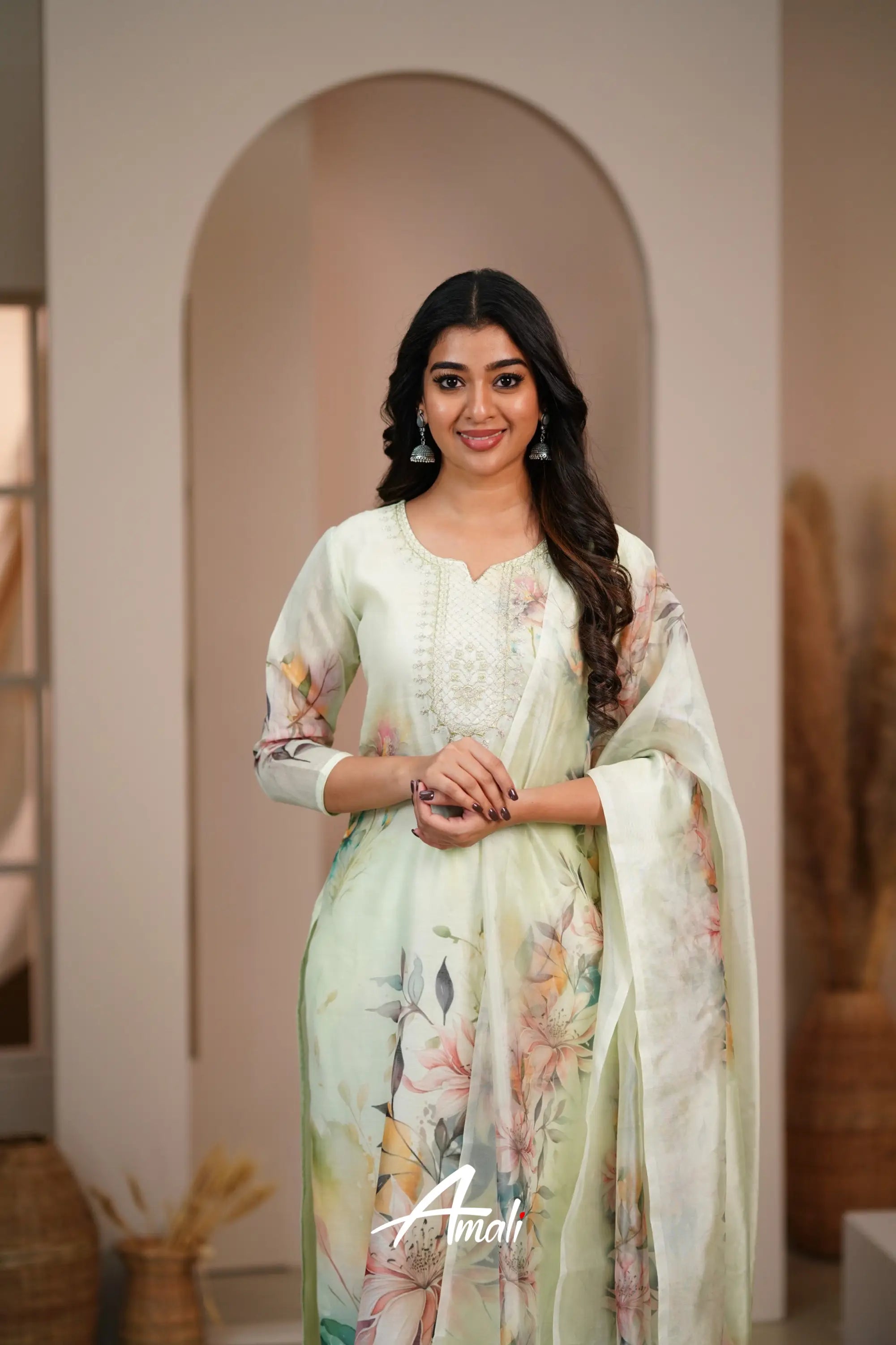 Mint Green Linen Cotton Salwar Anarkalis