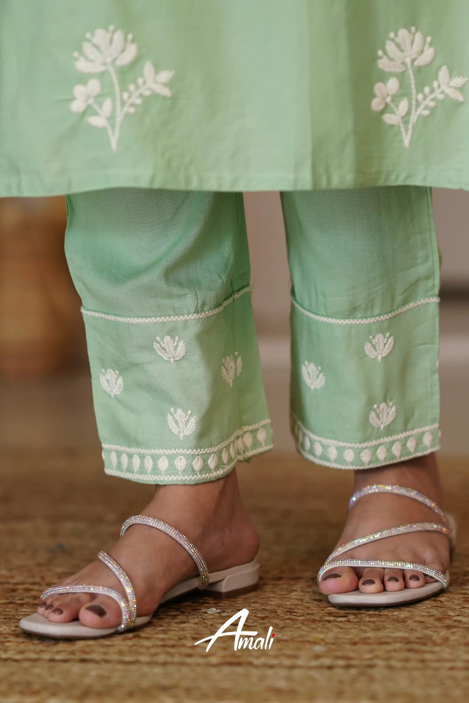 Mint Green Rayon Salwar Anarkalis