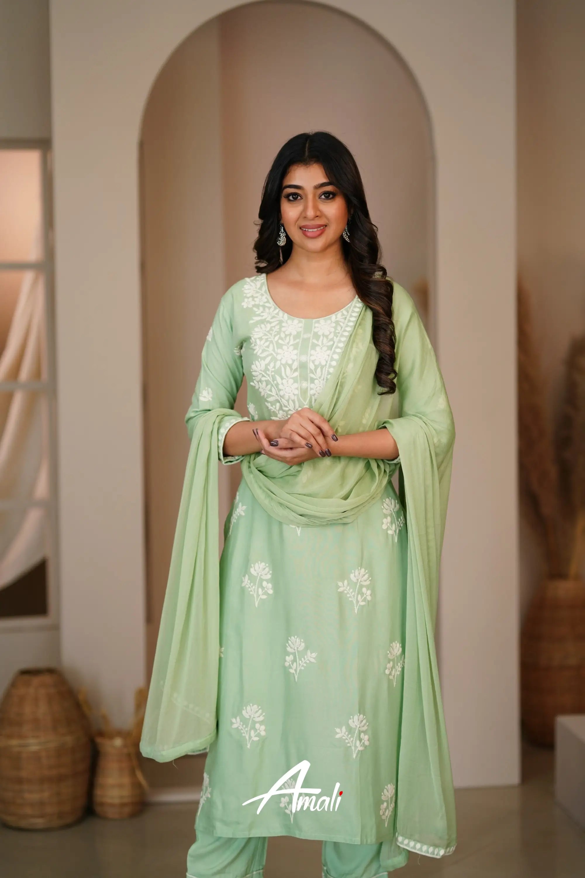 Mint Green Rayon Salwar Anarkalis