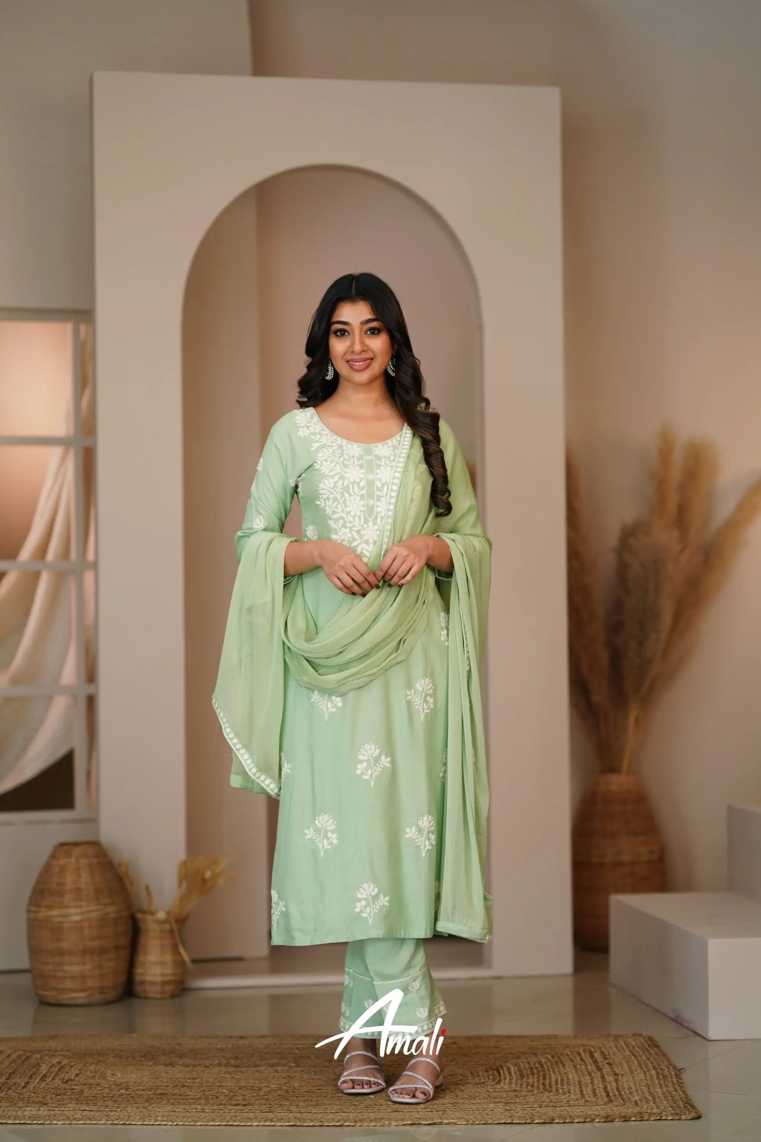 Mint Green Rayon Salwar Anarkalis