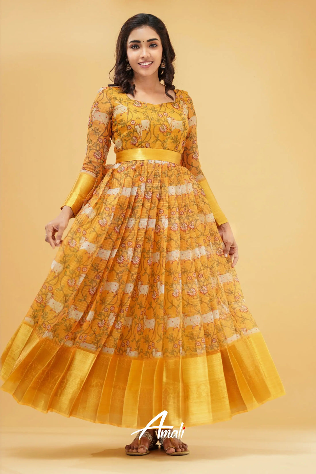 Mustard Yellow Organza Gown Gown