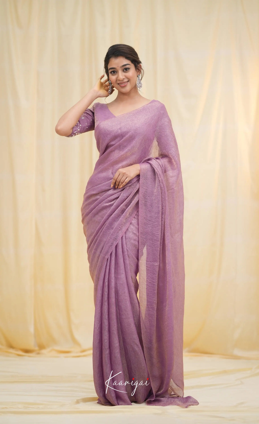 Nakshatra Metallic Crush Saree - Lavender Sarees