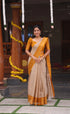 Nalinam Cotton Saree - Beige and Mustard yellow - Sarees
