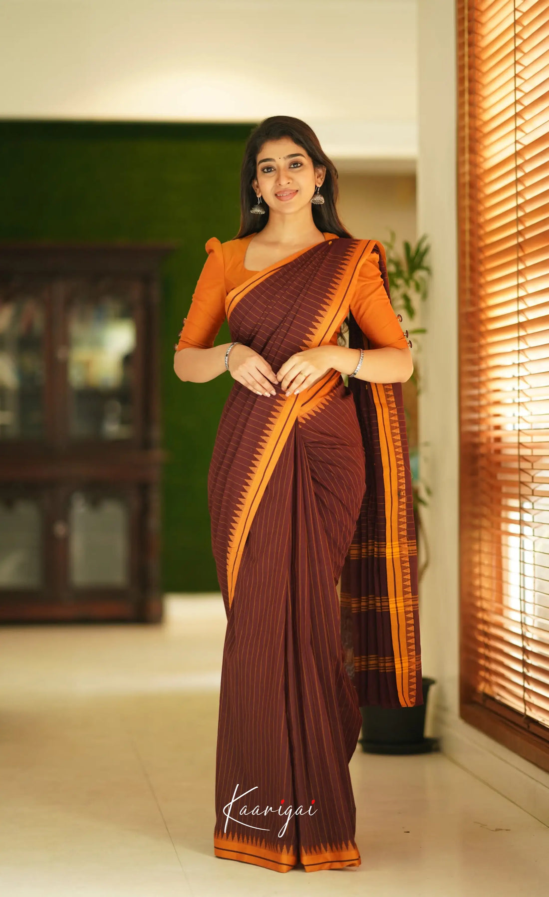 Nalinam Cotton Saree - Dark Maroon Sarees
