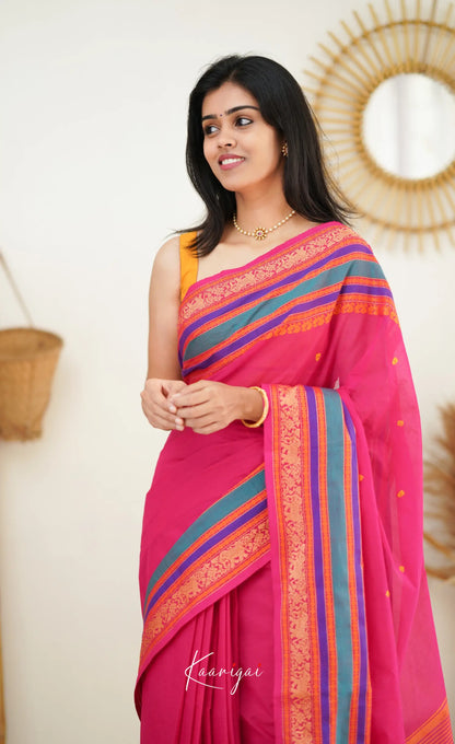 Nalinam - Dark Pink Cotton Saree Sarees