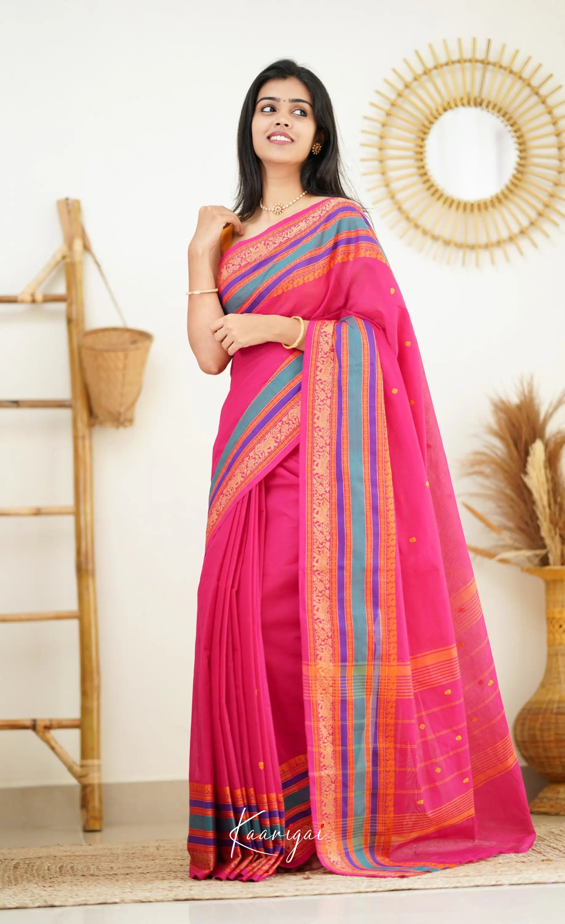 Nalinam - Dark Pink Cotton Saree Sarees