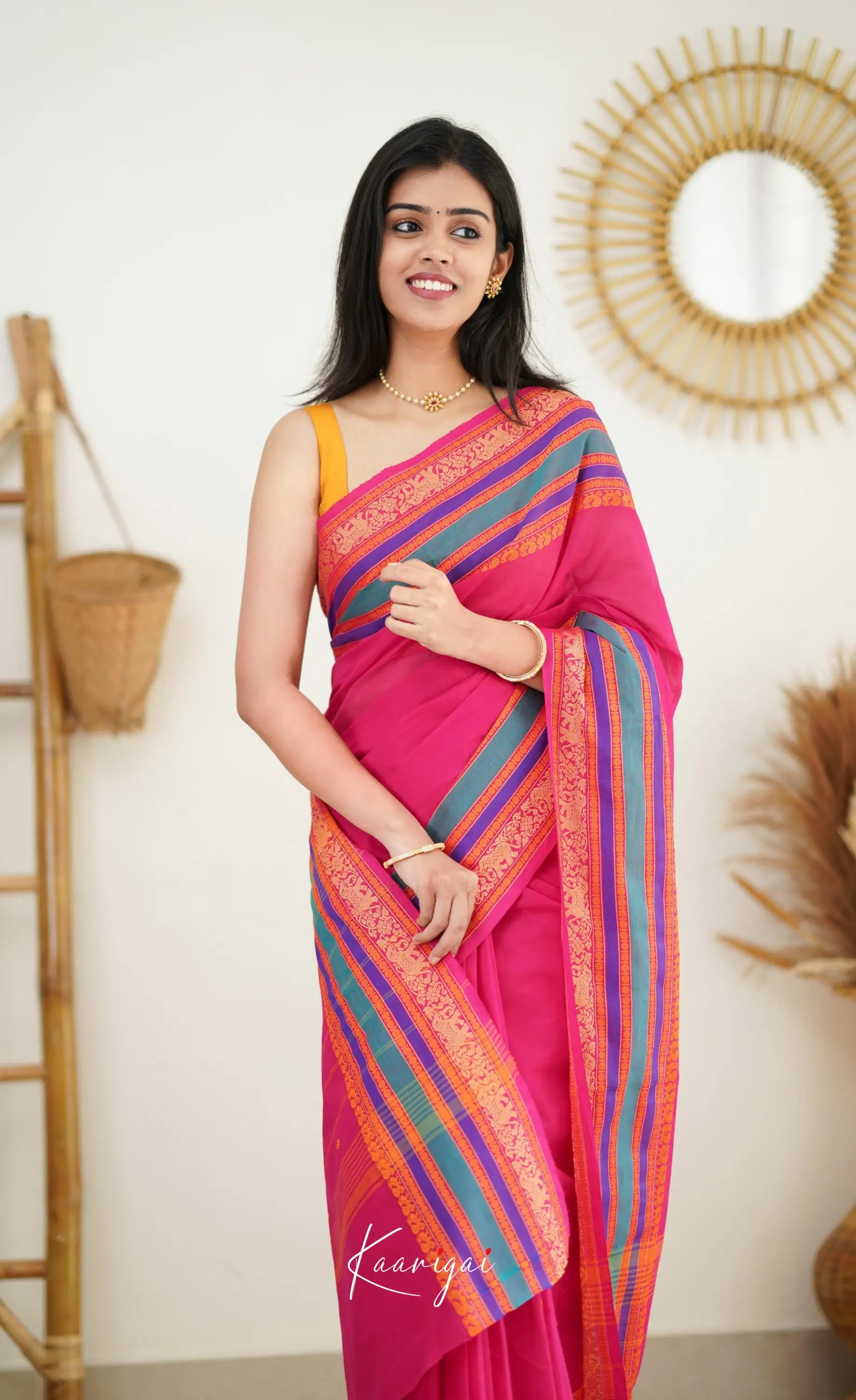 Nalinam - Dark Pink Cotton Saree Sarees