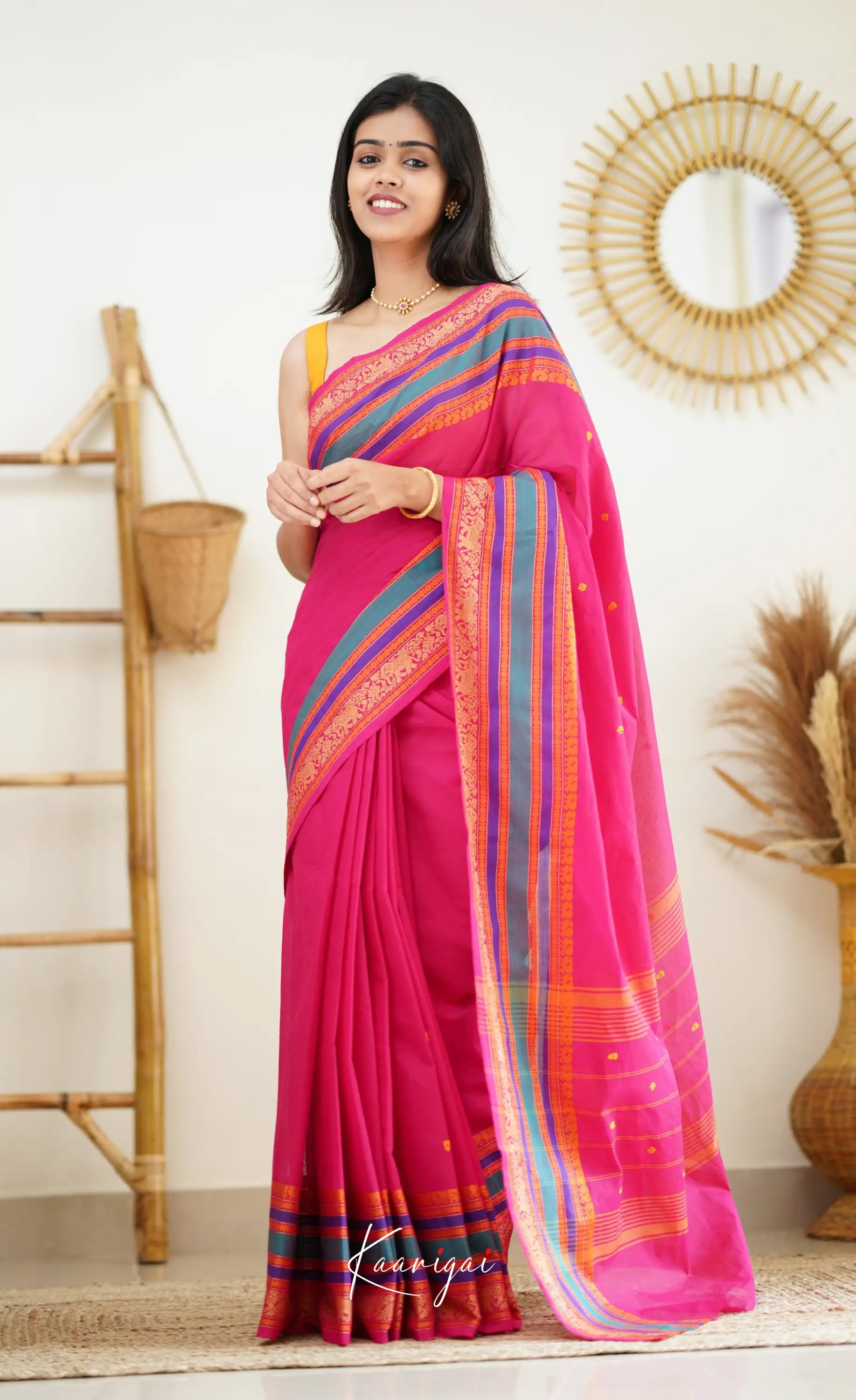 Nalinam - Dark Pink Cotton Saree Sarees