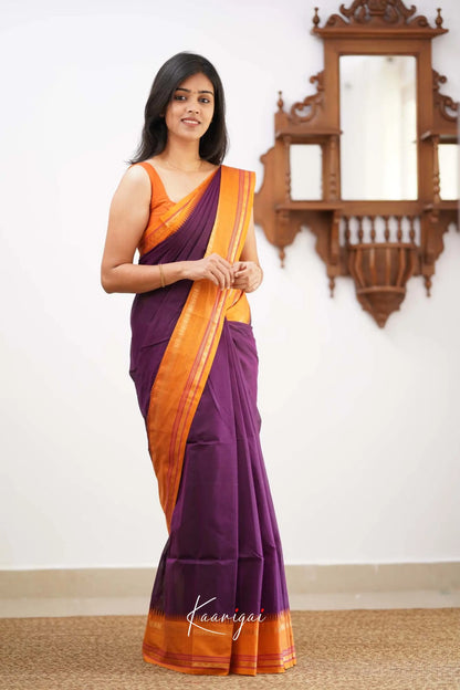 Nalinam- Dark Purple Cotton Saree Sarees