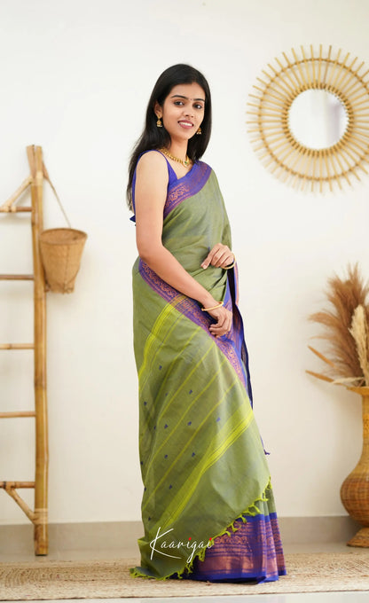 Nalinam - Dull Green Cotton Saree Sarees