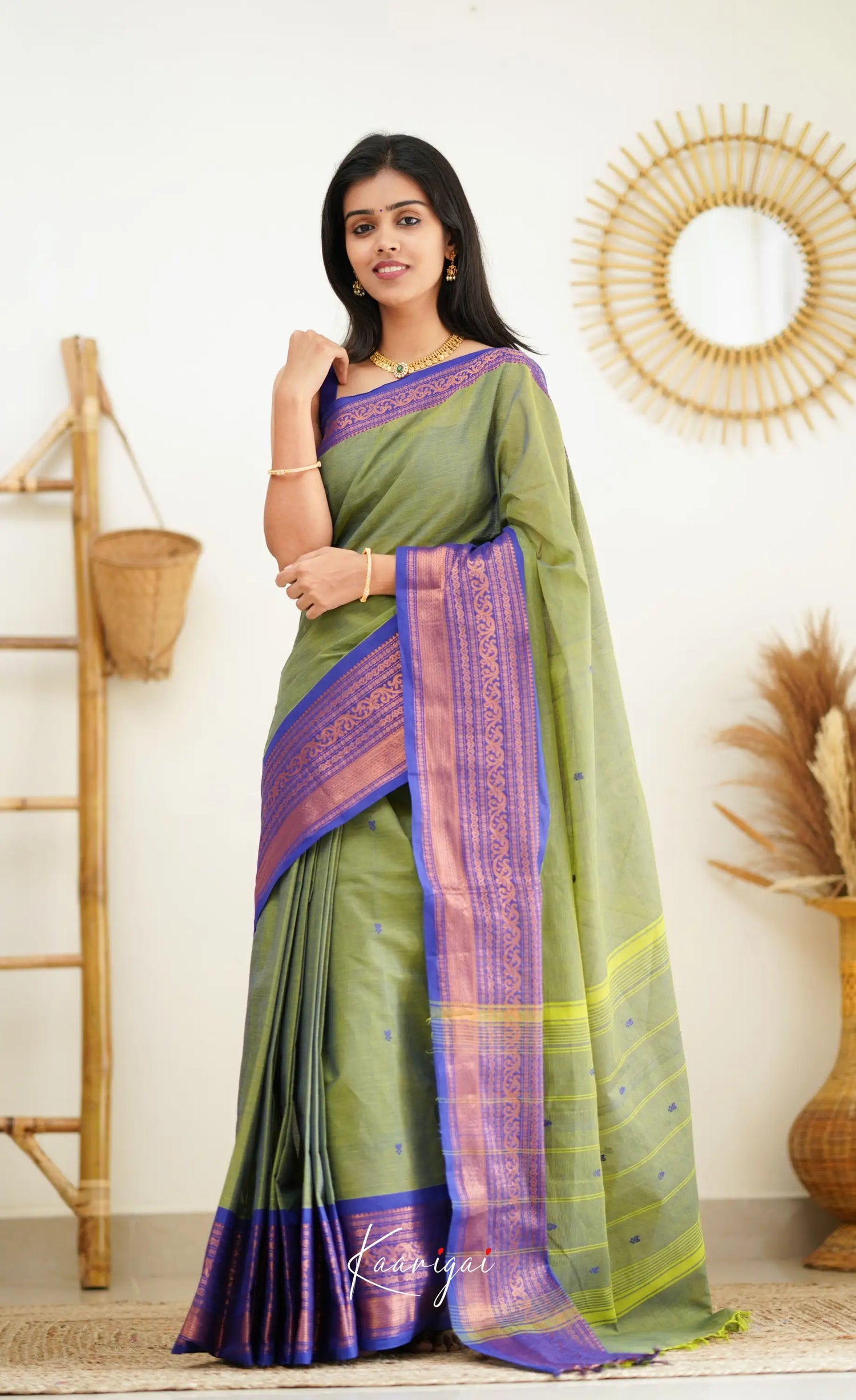 Nalinam - Dull Green Cotton Saree Sarees